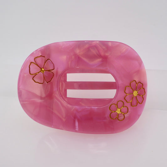 Pink Hibiscus Flat Hair Clip