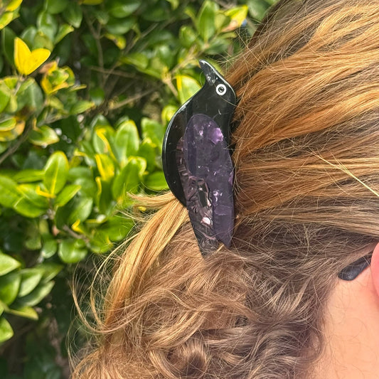 Raven Bird Hair Claw Clip