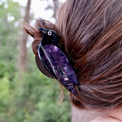 Raven Bird Hair Claw Clip